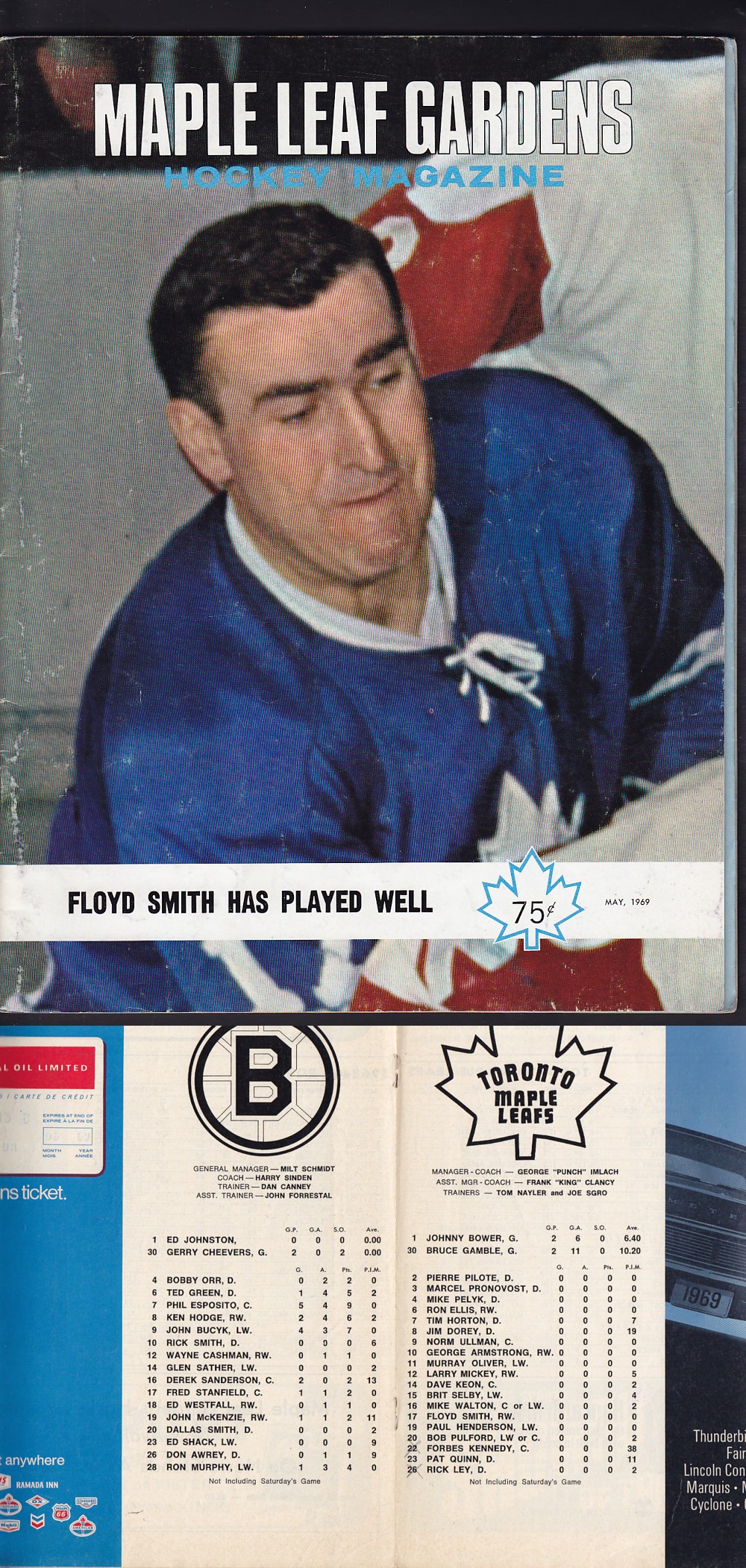 1969 TORONTO MAPLE LEAFS VS BOSTON BRUINS PLAYOFFS PROGRAM photo 1969 TORONTO MAPLE LEAFS VS BOSTON BRUINS PLAYOFFS PROGRAM photo