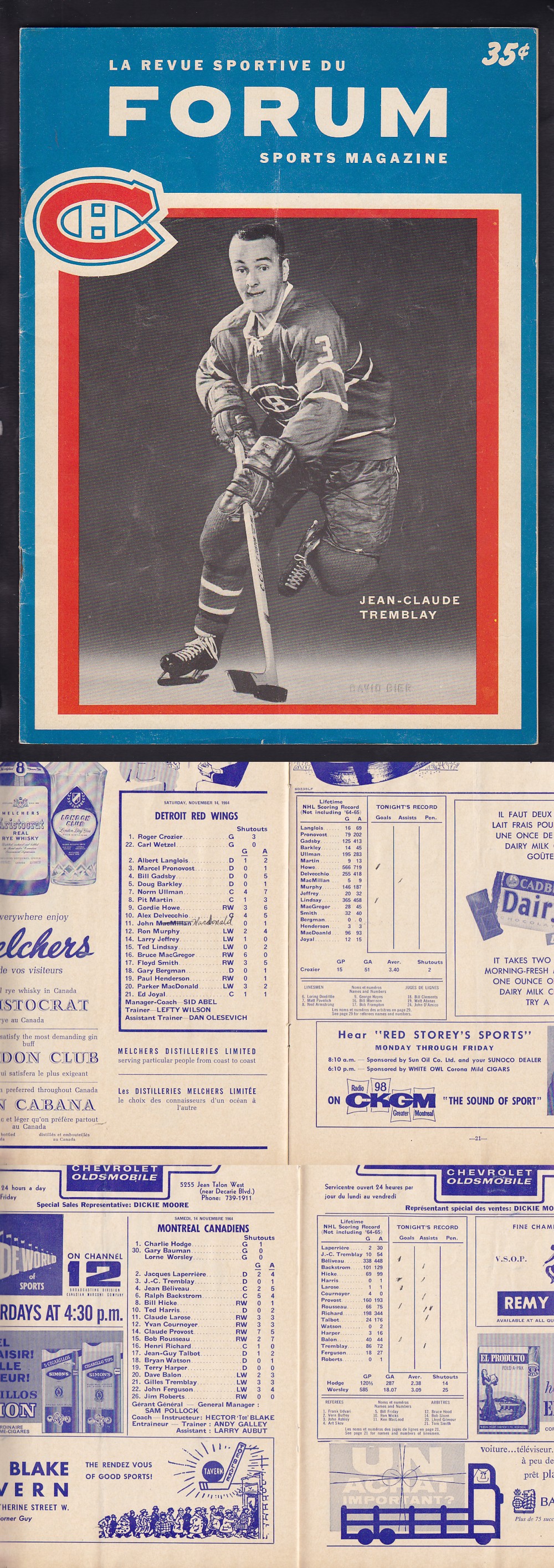 1964 MONTREAL CANADIENS VS DETROIT RED WINGS PROGRAM photo