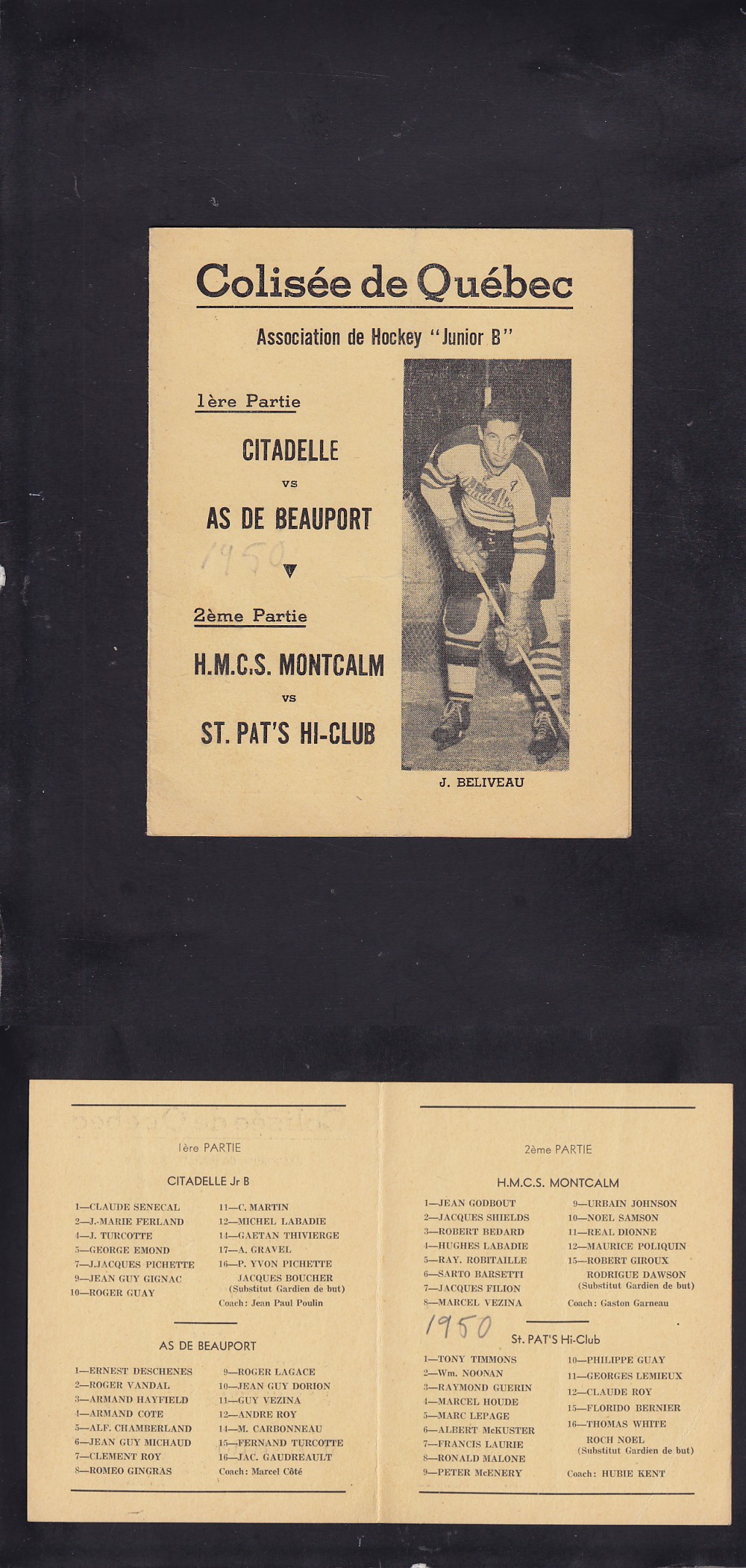 1950 QUEBEC COLISEE JR. PROGRAM photo