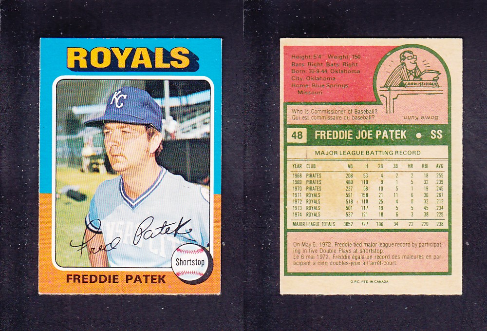 1975 O-PEE-CHEE BASEBALL CARD #48 F. PATEK photo 1975 O-PEE-CHEE BASEBALL CARD #48 F. PATEK photo
