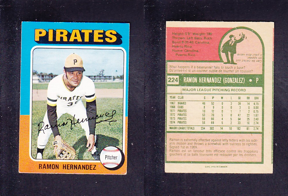 1975 O-PEE-CHEE BASEBALL CARD #224 R. HERNANDEZ photo 1975 O-PEE-CHEE BASEBALL CARD #224 R. HERNANDEZ photo