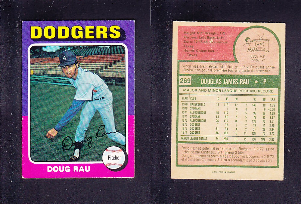 1975 O-PEE-CHEE BASEBALL CARD #269 D. RAU photo 1975 O-PEE-CHEE BASEBALL CARD #269 D. RAU photo