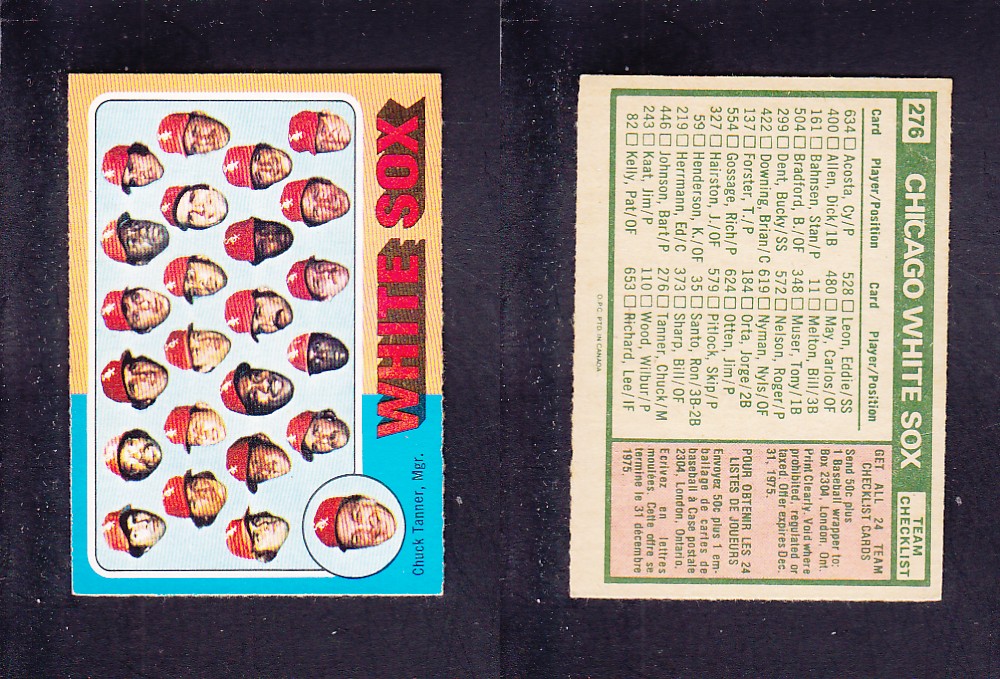 1975 O-PEE-CHEE BASEBALL CARD #276 CHICAGO WHITE SOX photo