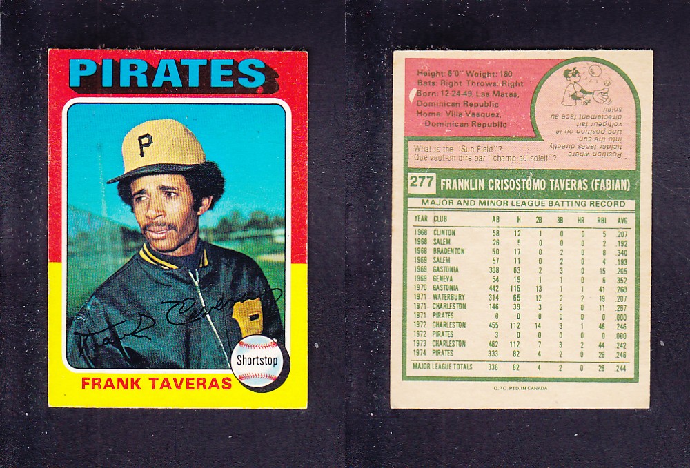 1975 O-PEE-CHEE BASEBALL CARD #277 F. TAVERAS photo 1975 O-PEE-CHEE BASEBALL CARD #277 F. TAVERAS photo