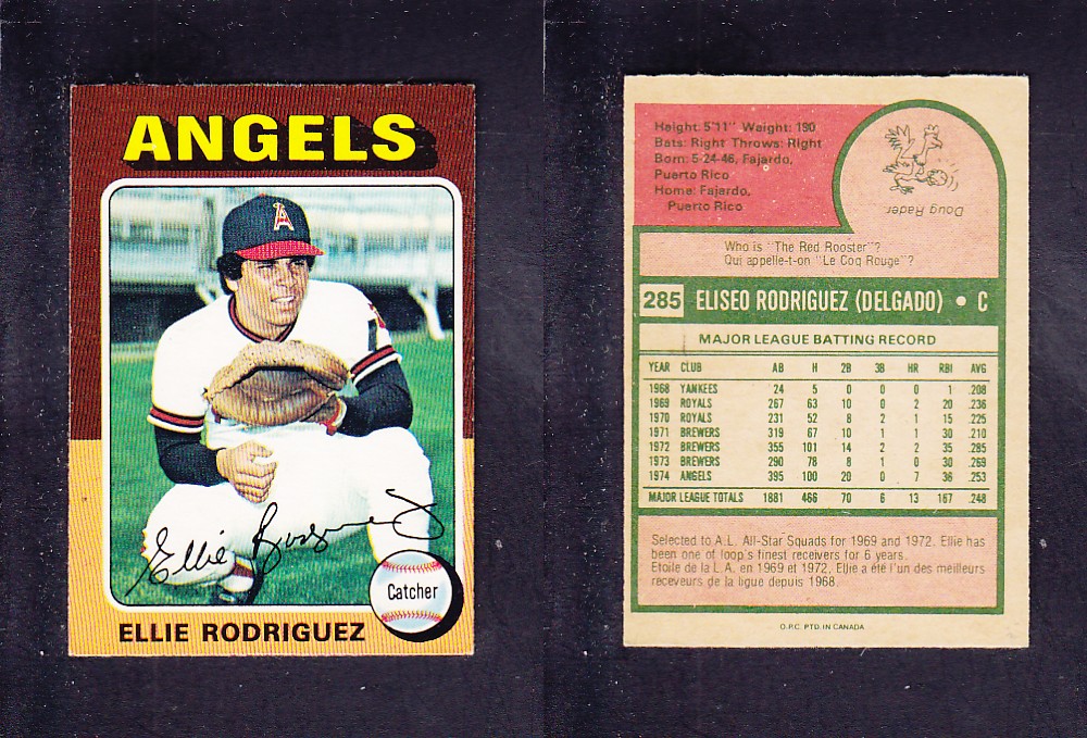 1975 O-PEE-CHEE BASEBALL CARD #285 E. RODRIGUEZ photo 1975 O-PEE-CHEE BASEBALL CARD #285 E. RODRIGUEZ photo