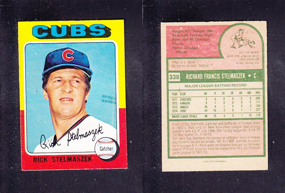 1975 O-PEE-CHEE BASEBALL CARD #338 R. STELMASZEK photo 1975 O-PEE-CHEE BASEBALL CARD #338 R. STELMASZEK photo