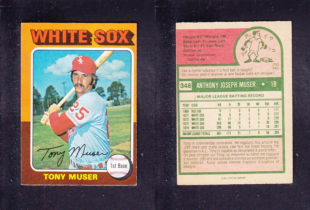 1975 O-PEE-CHEE BASEBALL CARD #348 T. MUSER photo 1975 O-PEE-CHEE BASEBALL CARD #348 T. MUSER photo