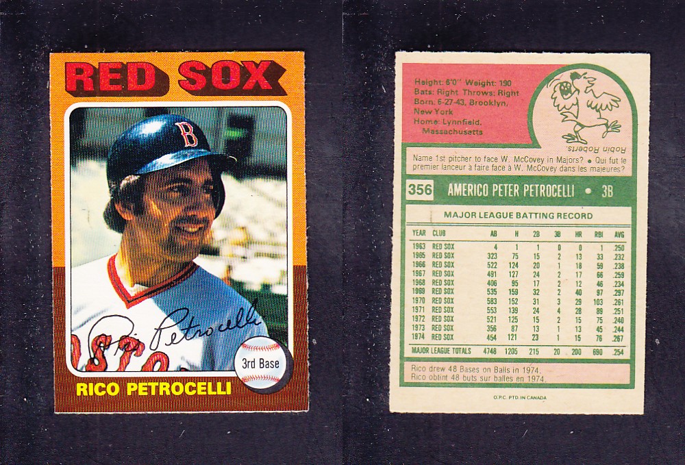 1975 O-PEE-CHEE BASEBALL CARD #356 R. PETROCELLI photo
