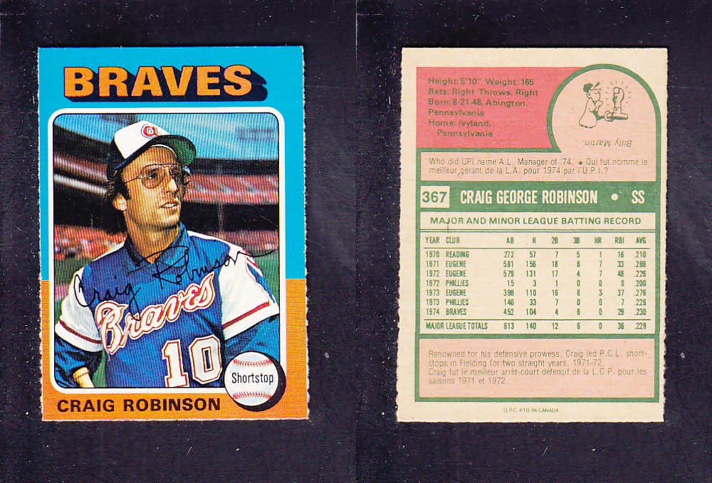 1975 O-PEE-CHEE BASEBALL CARD #367 C. ROBINSON photo 1975 O-PEE-CHEE BASEBALL CARD #367 C. ROBINSON photo