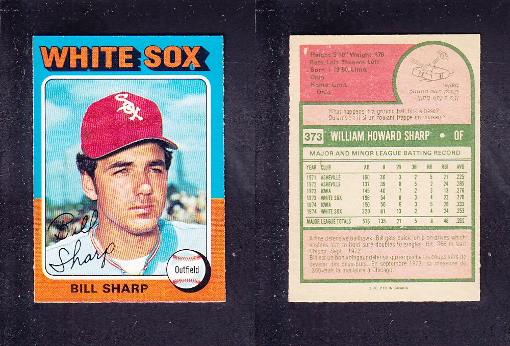1975 O-PEE-CHEE BASEBALL CARD #373 B. SHARP photo 1975 O-PEE-CHEE BASEBALL CARD #373 B. SHARP photo