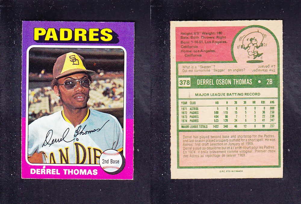 1975 O-PEE-CHEE BASEBALL CARD #378 D. THOMAS photo 1975 O-PEE-CHEE BASEBALL CARD #378 D. THOMAS photo