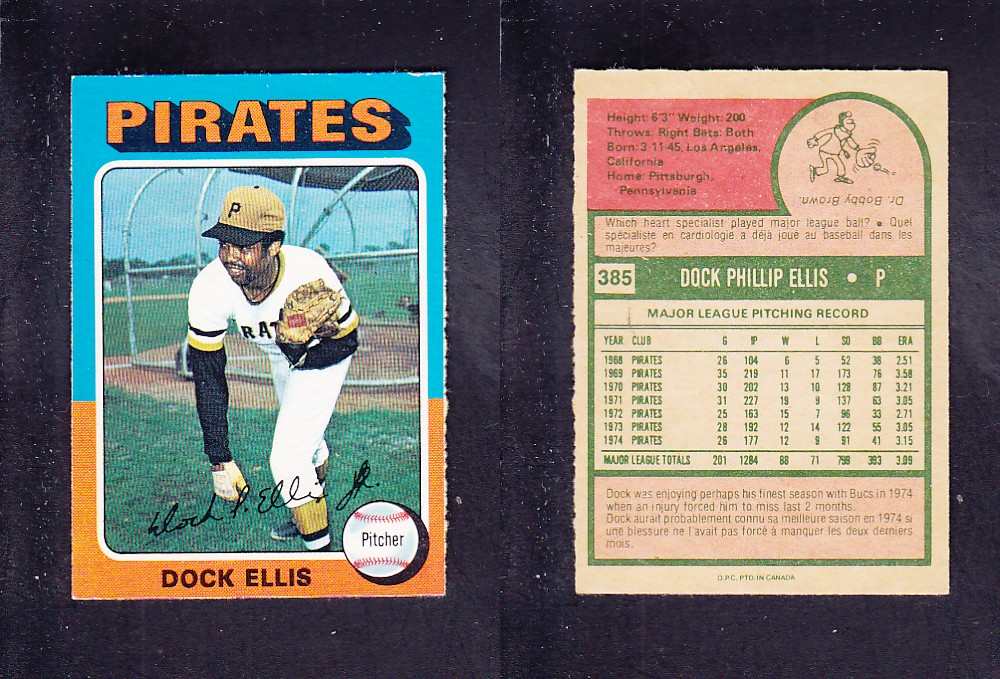 1975 O-PEE-CHEE BASEBALL CARD #385 D. ELLIS photo 1975 O-PEE-CHEE BASEBALL CARD #385 D. ELLIS photo