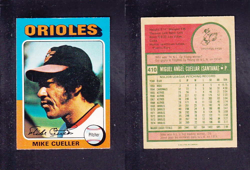 1975 O-PEE-CHEE BASEBALL CARD #410 M. CUELLER photo 1975 O-PEE-CHEE BASEBALL CARD #410 M. CUELLER photo