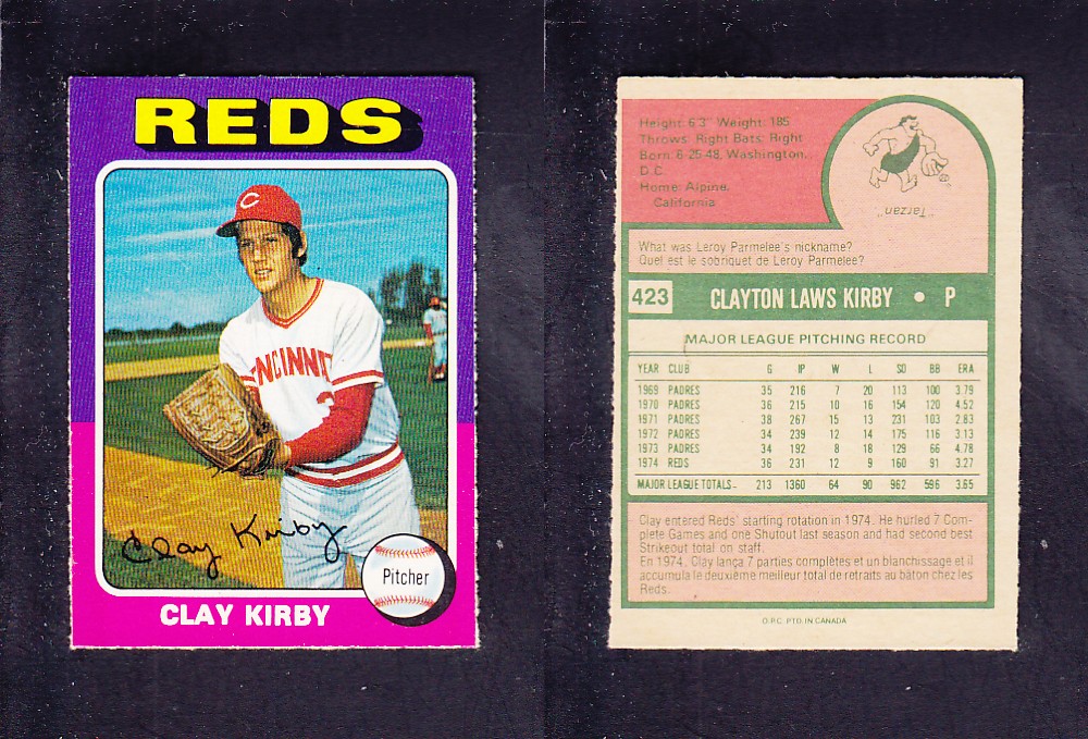 1975 O-PEE-CHEE BASEBALL CARD #423 C. KIRBY photo 1975 O-PEE-CHEE BASEBALL CARD #423 C. KIRBY photo