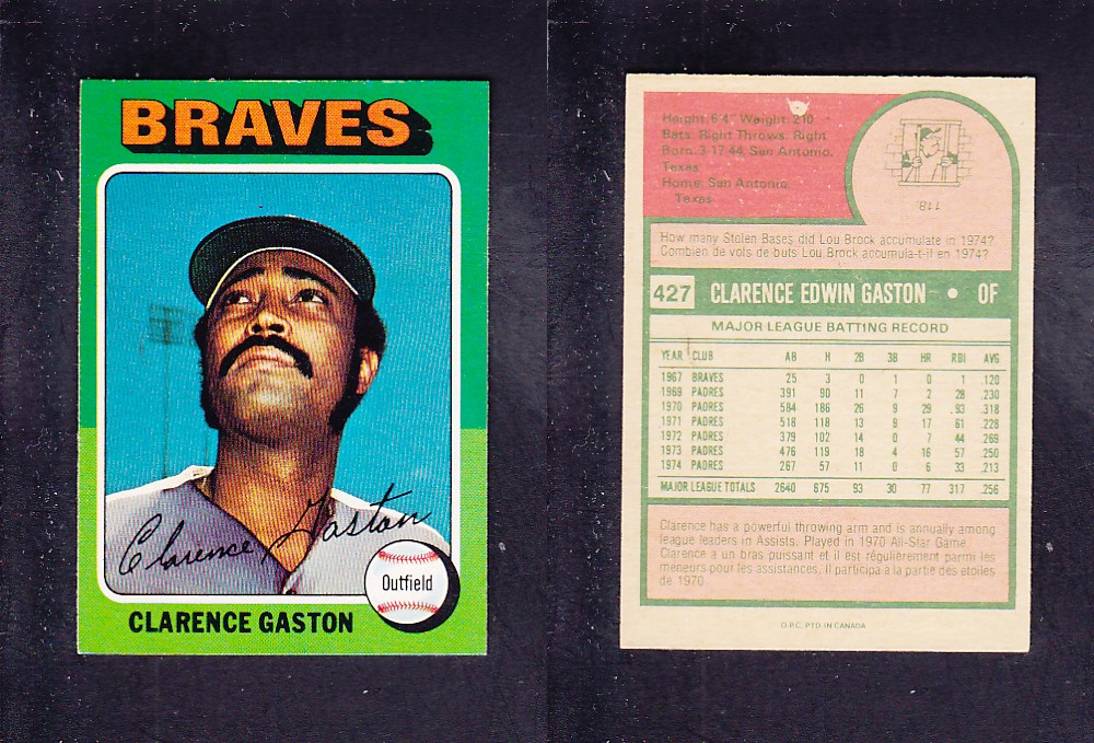 1975 O-PEE-CHEE BASEBALL CARD #427 C. GASTON photo