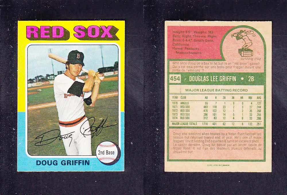1975 O-PEE-CHEE BASEBALL CARD #454 D. GRIFFIN photo 1975 O-PEE-CHEE BASEBALL CARD #454 D. GRIFFIN photo