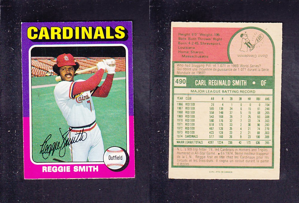 1975 O-PEE-CHEE BASEBALL CARD #490 R. SMITH photo 1975 O-PEE-CHEE BASEBALL CARD #490 R. SMITH photo