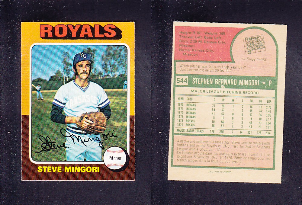 1975 O-PEE-CHEE BASEBALL CARD #544 S. MINGORI photo 1975 O-PEE-CHEE BASEBALL CARD #544 S. MINGORI photo