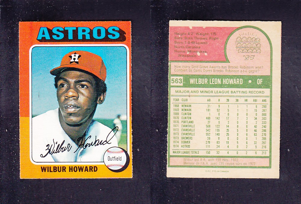 1975 O-PEE-CHEE BASEBALL CARD #563 W. HOWARD photo 1975 O-PEE-CHEE BASEBALL CARD #563 W. HOWARD photo