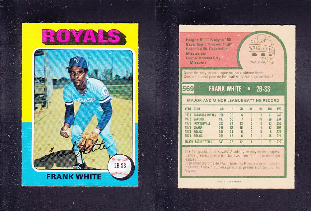 1975 O-PEE-CHEE BASEBALL CARD #569 F. WHITE photo 1975 O-PEE-CHEE BASEBALL CARD #569 F. WHITE photo