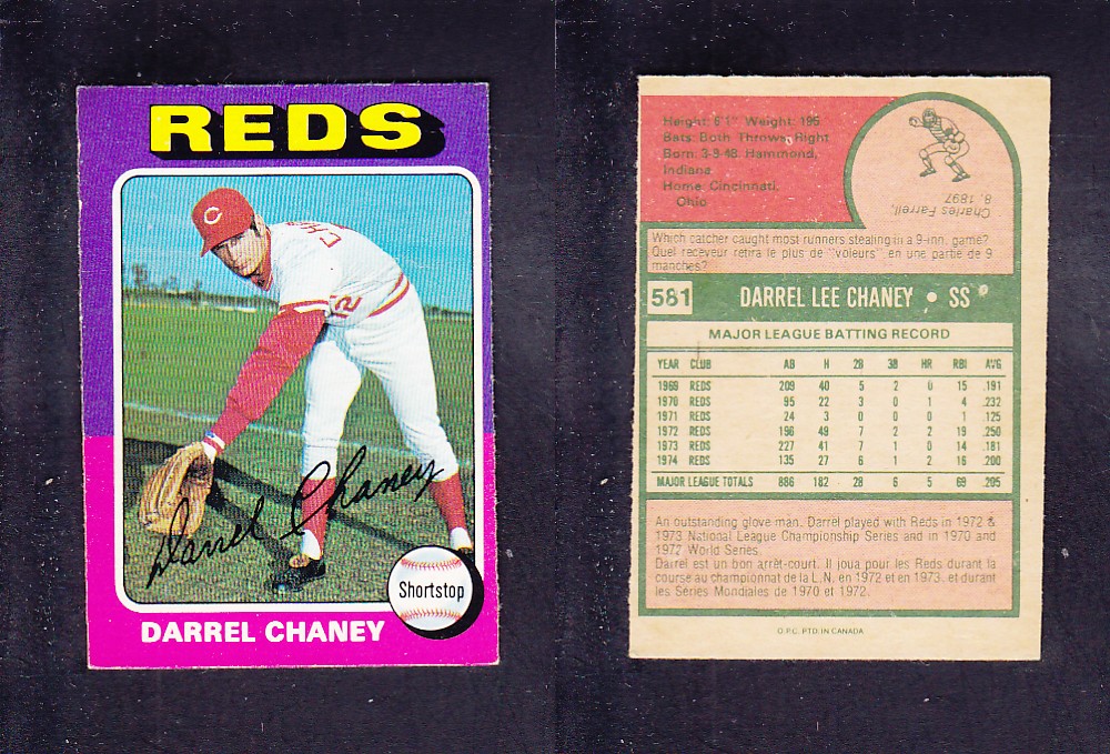 1975 O-PEE-CHEE BASEBALL CARD #581 D. CHANEY photo 1975 O-PEE-CHEE BASEBALL CARD #581 D. CHANEY photo