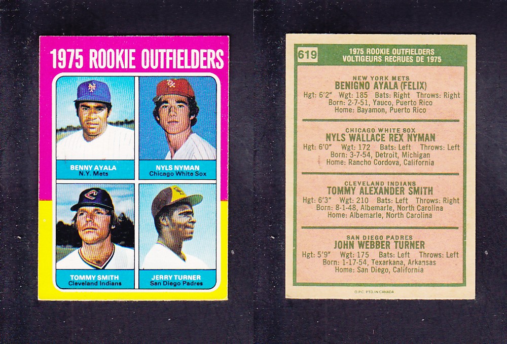 1975 O-PEE-CHEE BASEBALL CARD #619 ROOKIE OUTFIELDERS photo 1975 O-PEE-CHEE BASEBALL CARD #619 ROOKIE OUTFIELDERS photo