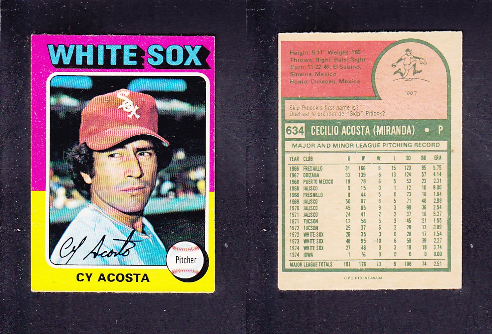 1975 O-PEE-CHEE BASEBALL CARD #634 C. ACOSTA photo