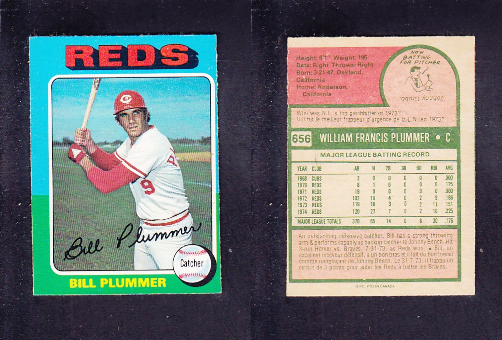 1975 O-PEE-CHEE BASEBALL CARD #656 B. PLUMMER photo 1975 O-PEE-CHEE BASEBALL CARD #656 B. PLUMMER photo