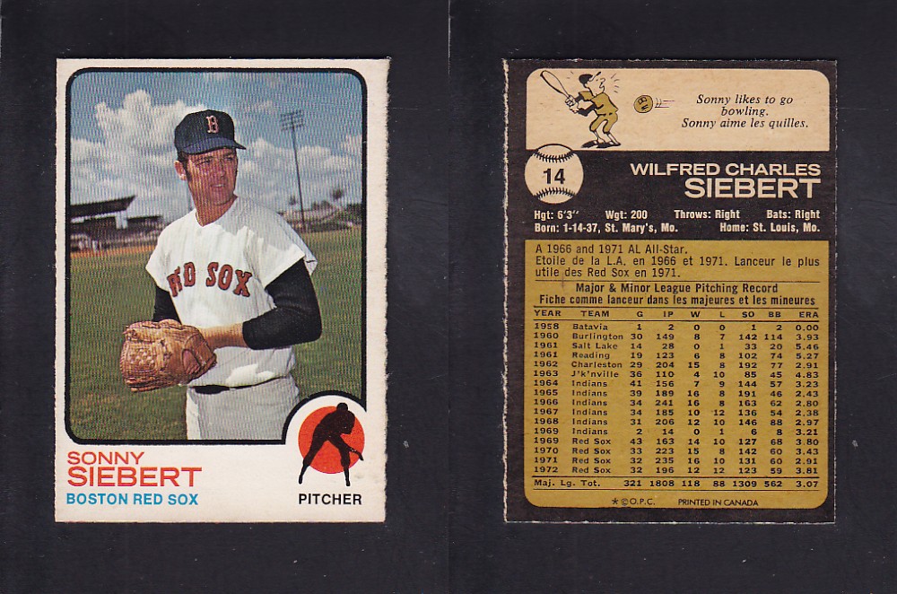 1973 O-PEE-CHEE BASEBALL CARD #14 S. SIEBERT photo 1973 O-PEE-CHEE BASEBALL CARD #14 S. SIEBERT photo