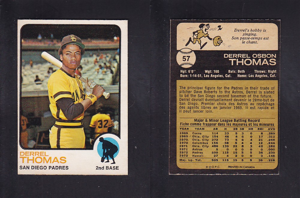1973 O-PEE-CHEE BASEBALL CARD #57 D. THOMAS photo 1973 O-PEE-CHEE BASEBALL CARD #57 D. THOMAS photo