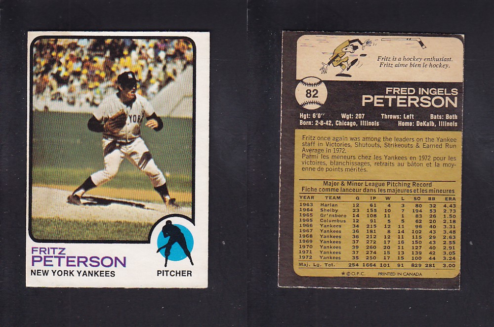 1973 O-PEE-CHEE BASEBALL CARD #82 F. PETERSON photo 1973 O-PEE-CHEE BASEBALL CARD #82 F. PETERSON photo