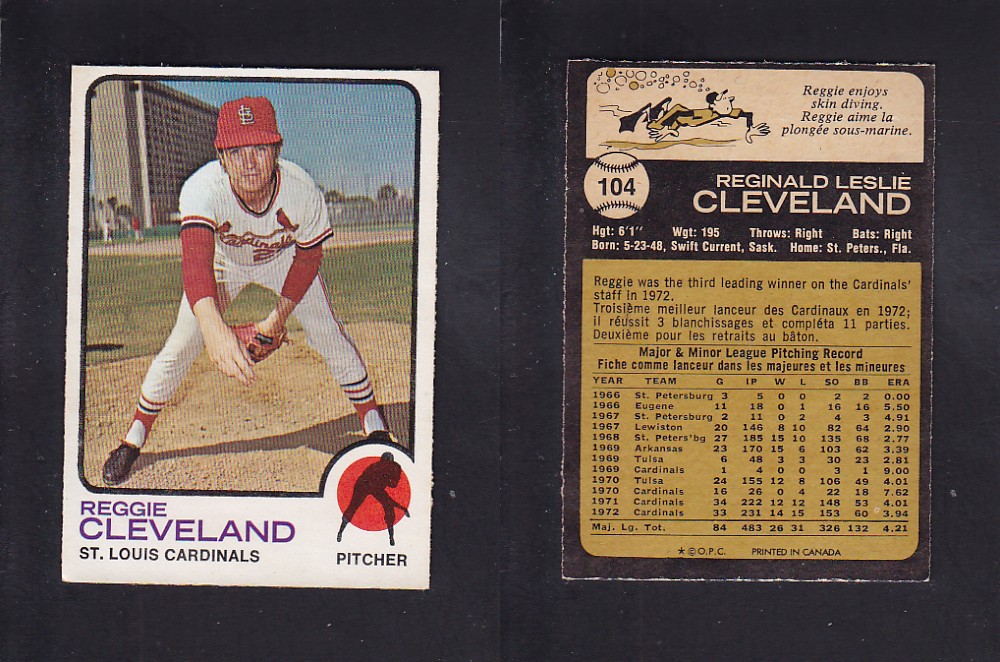 1973 O-PEE-CHEE BASEBALL CARD #104 R. CLEVELAND photo