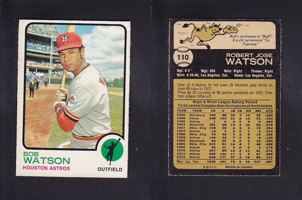 1973 O-PEE-CHEE BASEBALL CARD #110 B. WATSON photo