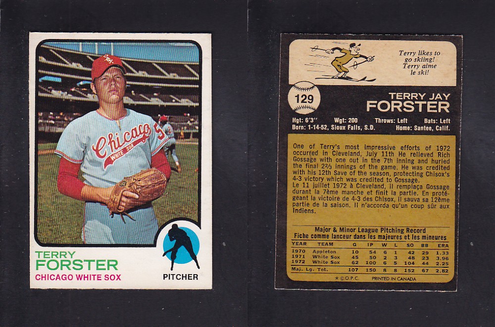 1973 O-PEE-CHEE BASEBALL CARD #129 T. FORSTER photo 1973 O-PEE-CHEE BASEBALL CARD #129 T. FORSTER photo