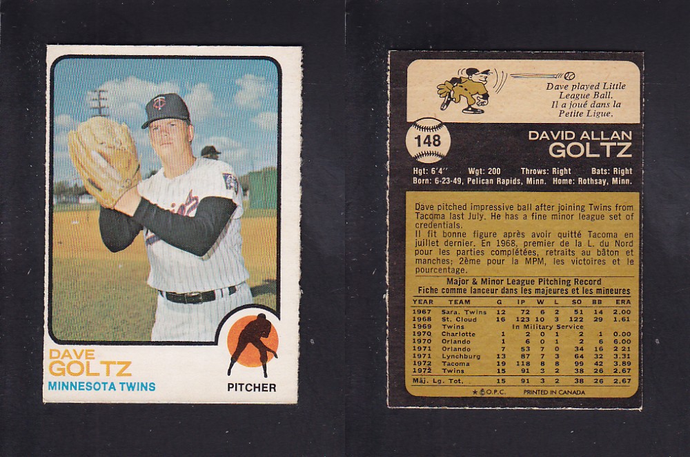1973 O-PEE-CHEE BASEBALL CARD #148 D. GOLTZ photo 1973 O-PEE-CHEE BASEBALL CARD #148 D. GOLTZ photo