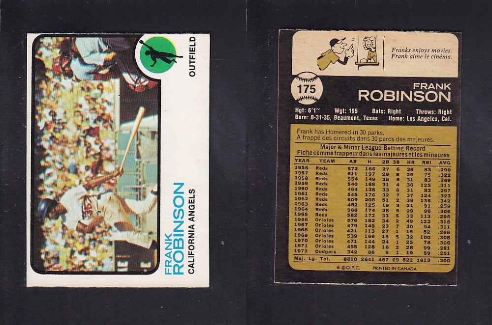 1973 O-PEE-CHEE BASEBALL CARD #175 F. ROBINSON photo 1973 O-PEE-CHEE BASEBALL CARD #175 F. ROBINSON photo