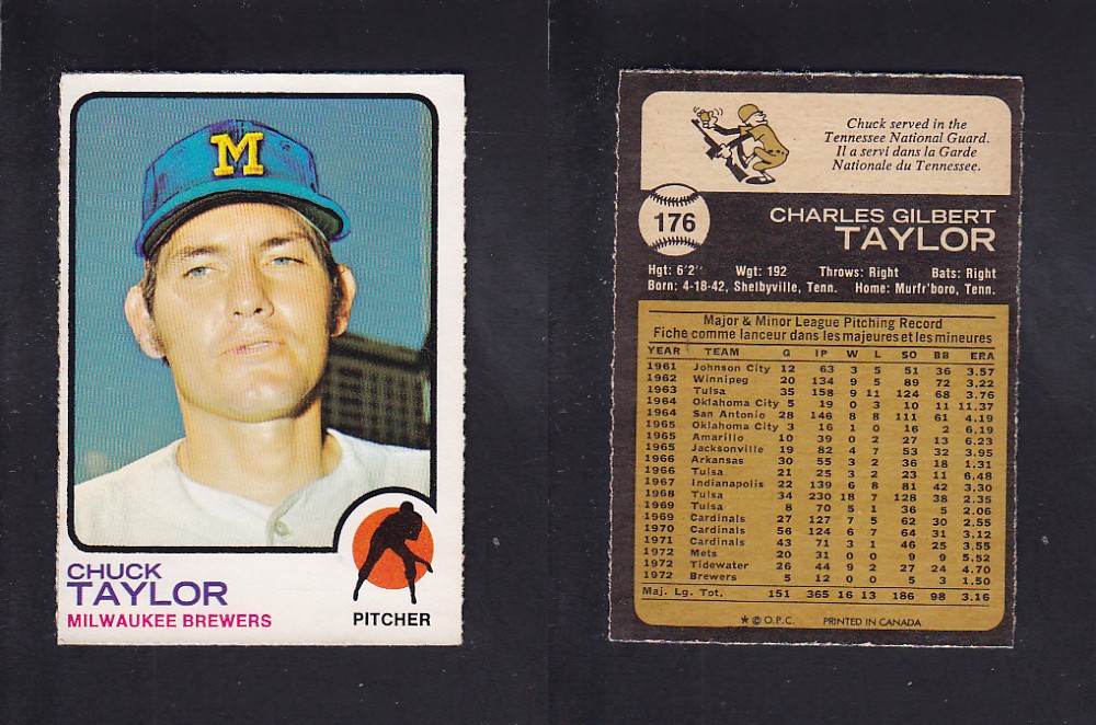 1973 O-PEE-CHEE BASEBALL CARD #176 C. TAYLOR photo 1973 O-PEE-CHEE BASEBALL CARD #176 C. TAYLOR photo