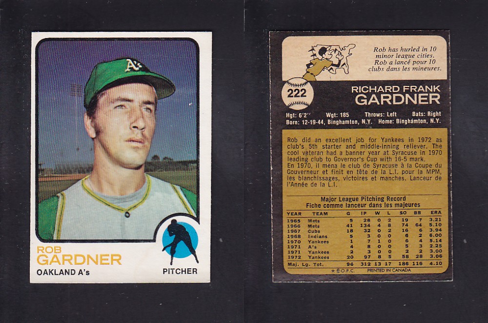 1973 O-PEE-CHEE BASEBALL CARD #222 R. GARDNER photo 1973 O-PEE-CHEE BASEBALL CARD #222 R. GARDNER photo