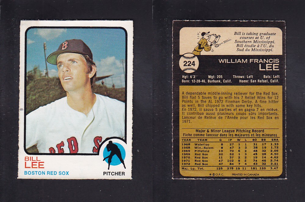 1973 O-PEE-CHEE BASEBALL CARD #224 B. LEE photo 1973 O-PEE-CHEE BASEBALL CARD #224 B. LEE photo