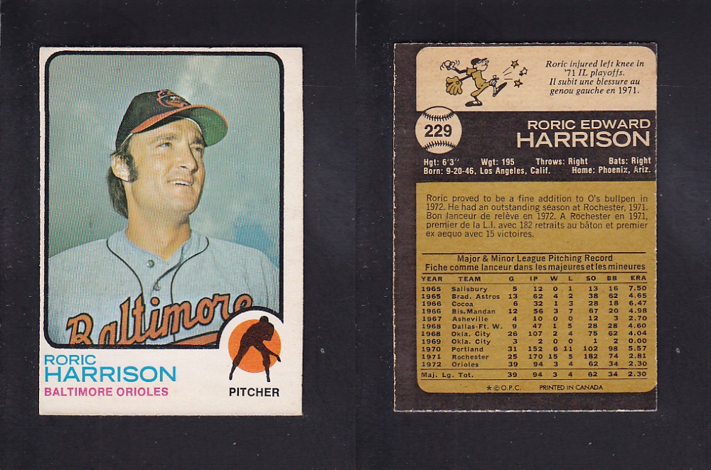 1973 O-PEE-CHEE BASEBALL CARD #229 R. HARRISON photo 1973 O-PEE-CHEE BASEBALL CARD #229 R. HARRISON photo