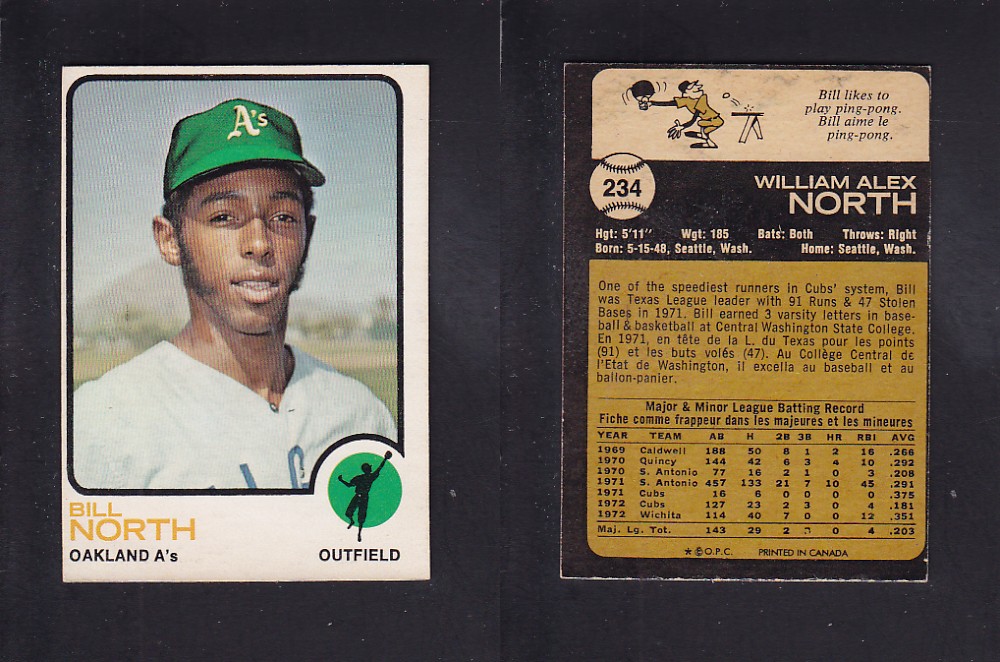 1973 O-PEE-CHEE BASEBALL CARD #234 B. NORTH photo 1973 O-PEE-CHEE BASEBALL CARD #234 B. NORTH photo