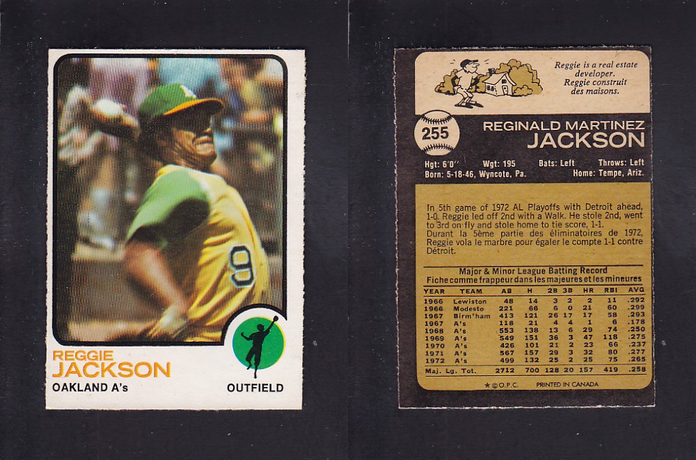 1973 O-PEE-CHEE BASEBALL CARD #255 R. JACKSON photo 1973 O-PEE-CHEE BASEBALL CARD #255 R. JACKSON photo