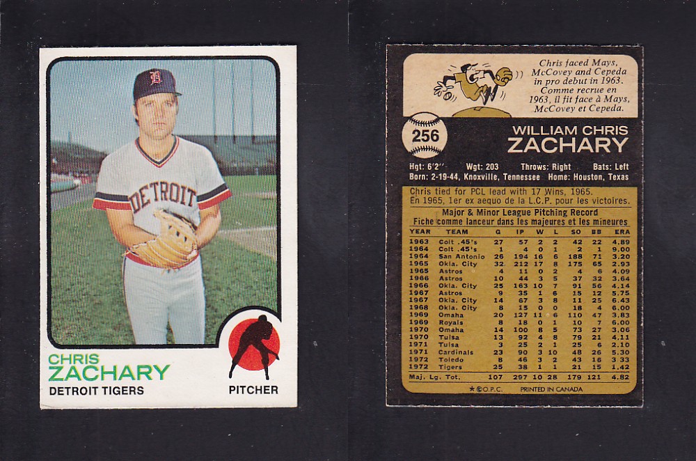 1973 O-PEE-CHEE BASEBALL CARD #256 C. ZACHARY photo 1973 O-PEE-CHEE BASEBALL CARD #256 C. ZACHARY photo