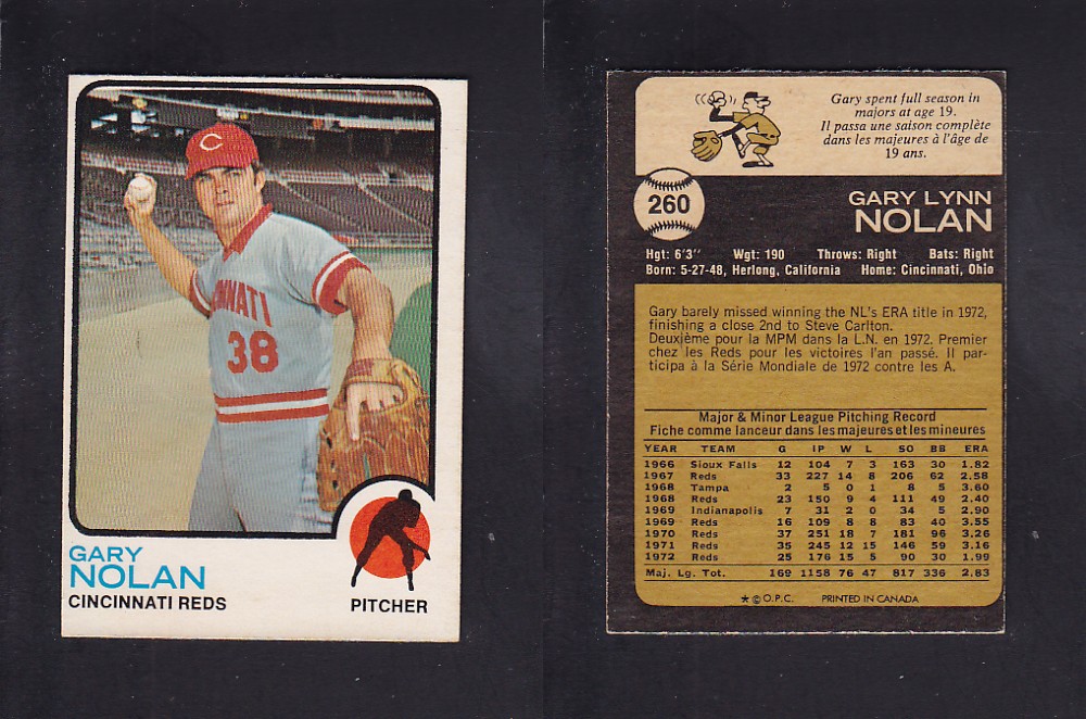 1973 O-PEE-CHEE BASEBALL CARD #260 G. NOLAN photo 1973 O-PEE-CHEE BASEBALL CARD #260 G. NOLAN photo