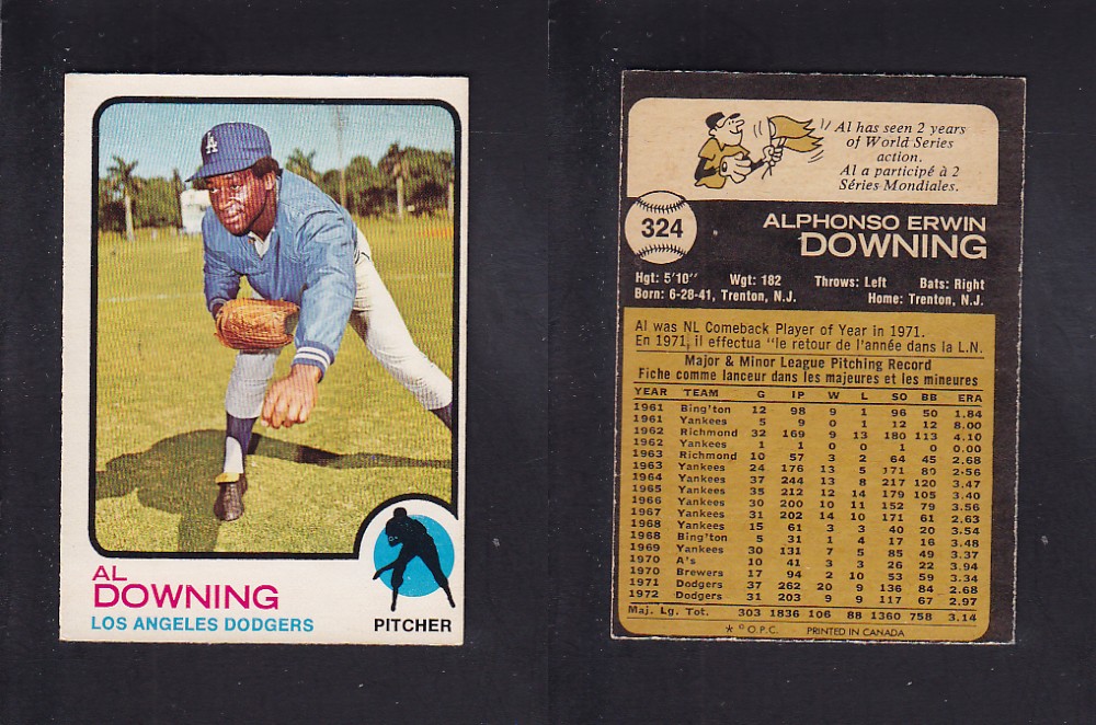 1973 O-PEE-CHEE BASEBALL CARD #324 A. DOWNING photo 1973 O-PEE-CHEE BASEBALL CARD #324 A. DOWNING photo