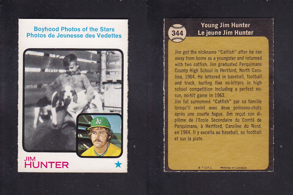 1973 O-PEE-CHEE BASEBALL CARD #344 YOUNG J. HUNTER photo 1973 O-PEE-CHEE BASEBALL CARD #344 YOUNG J. HUNTER photo