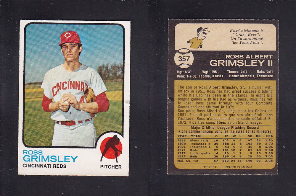 1973 O-PEE-CHEE BASEBALL CARD #357 R. GRIMSLEY photo 1973 O-PEE-CHEE BASEBALL CARD #357 R. GRIMSLEY photo