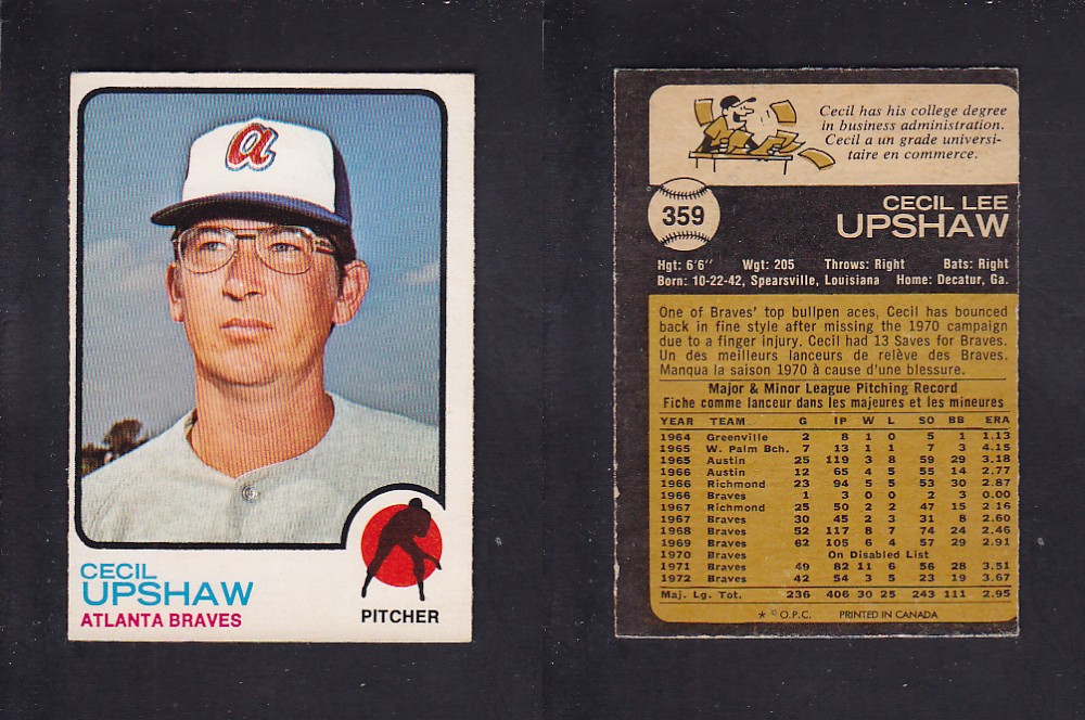 1973 O-PEE-CHEE BASEBALL CARD #359 C. UPSHAW photo 1973 O-PEE-CHEE BASEBALL CARD #359 C. UPSHAW photo