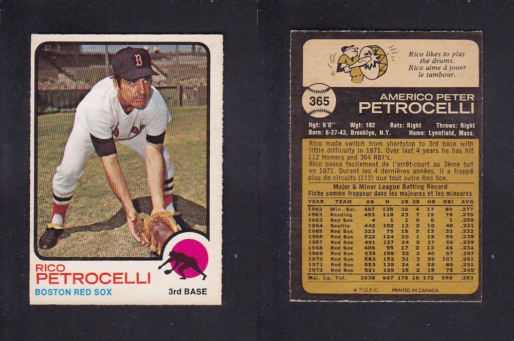 1973 O-PEE-CHEE BASEBALL CARD #365 R. PETROCELLI photo 1973 O-PEE-CHEE BASEBALL CARD #365 R. PETROCELLI photo