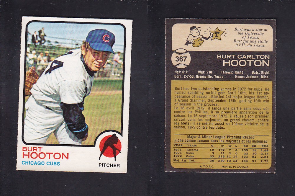 1973 O-PEE-CHEE BASEBALL CARD #367 B. HOOTON photo 1973 O-PEE-CHEE BASEBALL CARD #367 B. HOOTON photo